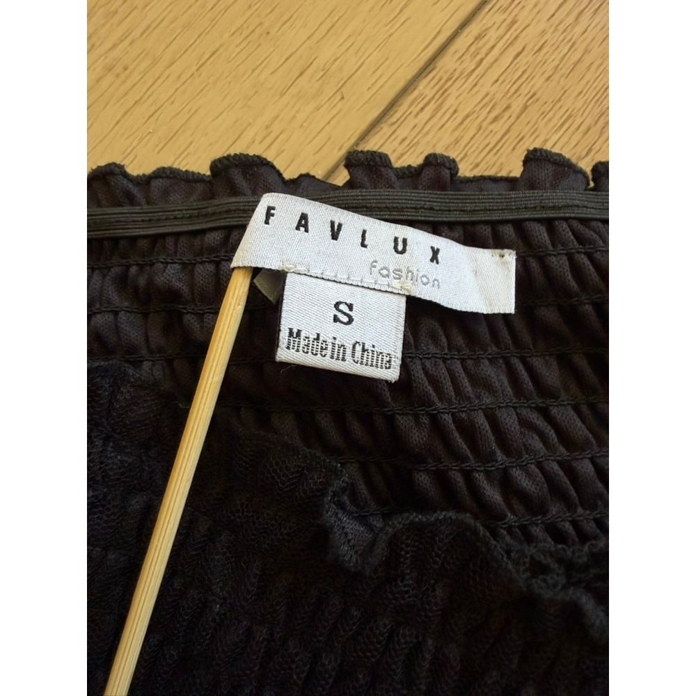 Favlux Fashion Black Tiered Tulle Maxi Skirt Smocked Waist Pleated Mesh Small - Picture 4 of 4